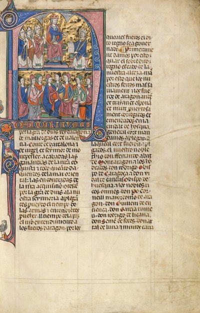 Initial N: Vidal de Canellas Offering His Text to King James by Unbekannt Unbekannt